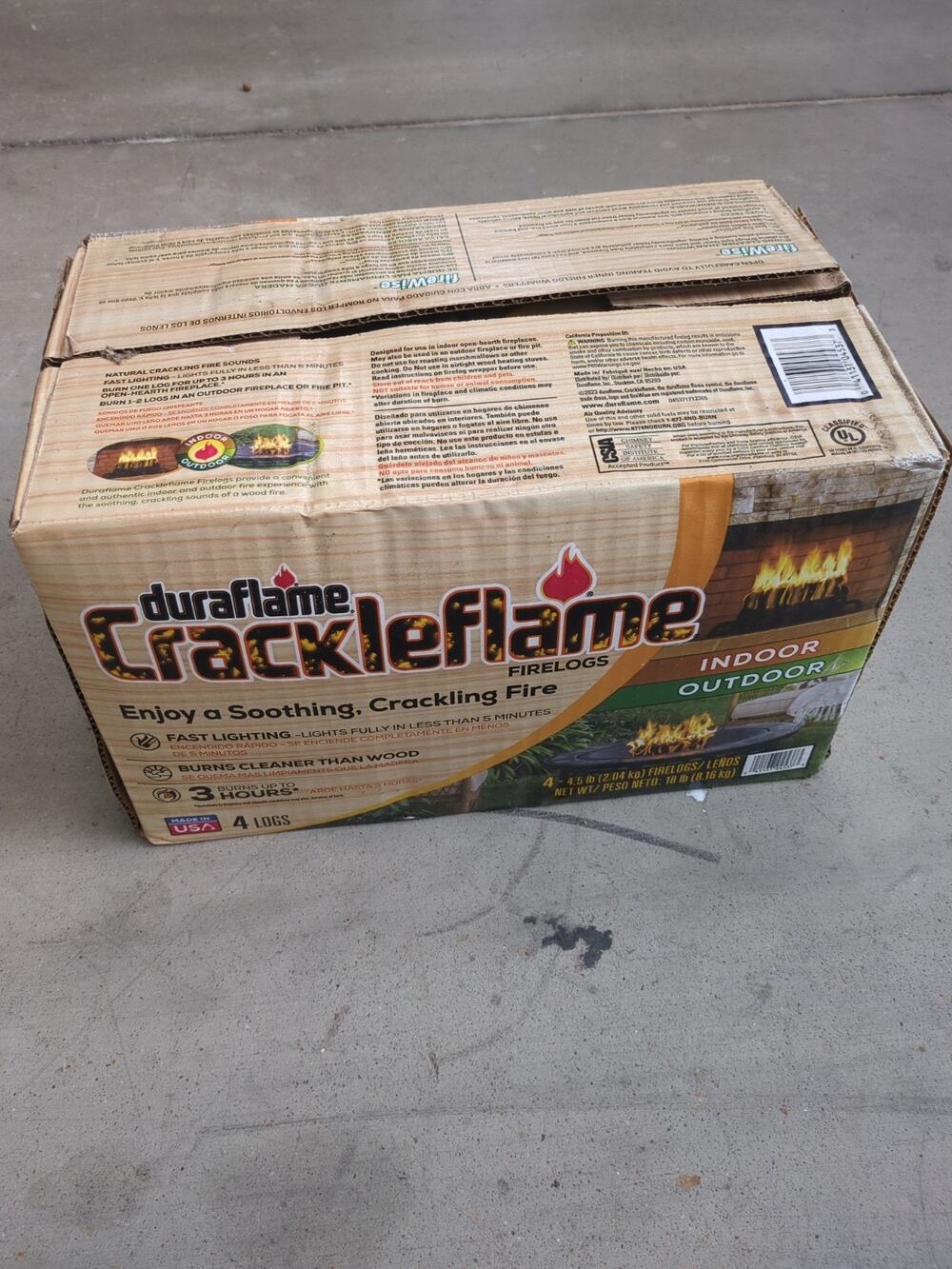Duraflame Crackleflame Firelogs — Indoor & Outdoor, Fast-Lighting (4-Pack)